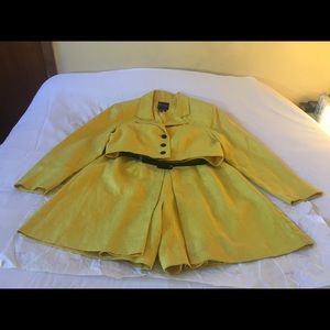 100% linen yellow culottes with jacket.